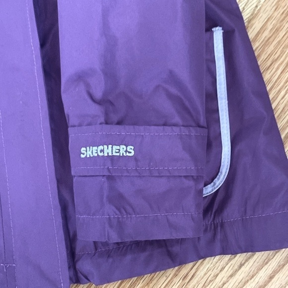 Sketchers rain coat Jacker Size 3T purple patch pockets hooded - Picture 4 of 9